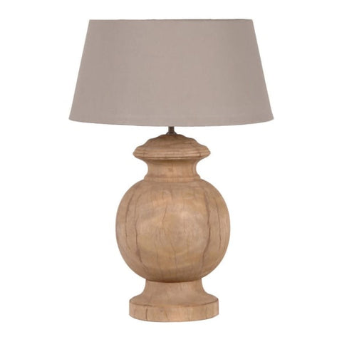 Natural Wood Round Lamp with Shade