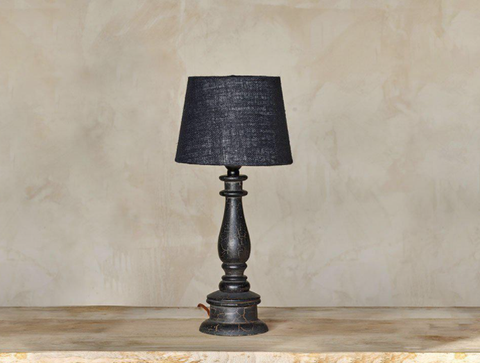 Candlestick Crackle Lamp Black (35x12cm) with Shade